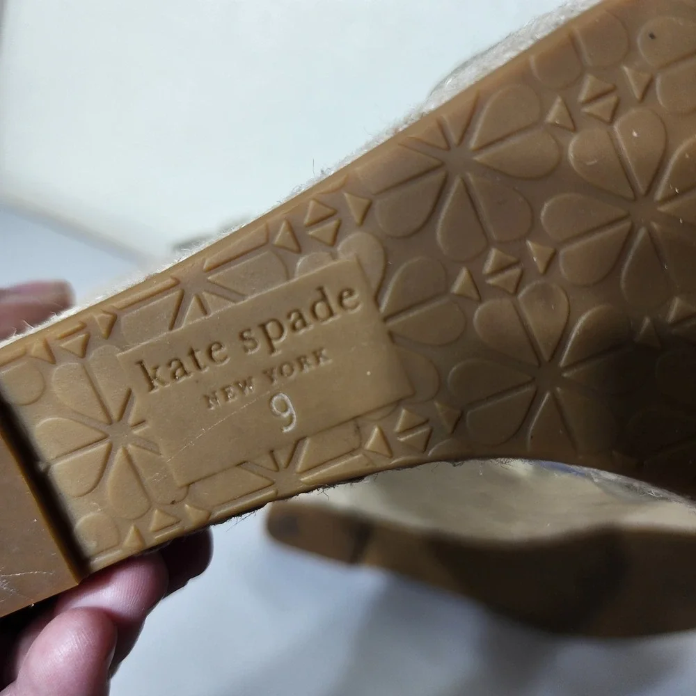Kate Spade New York Gold Metallic Bow Espadrille Wedge Sandals Womens 9